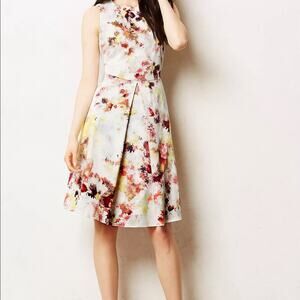 Anthropologie Hunter Bell Kukka Tea Dress White Purple Size 6